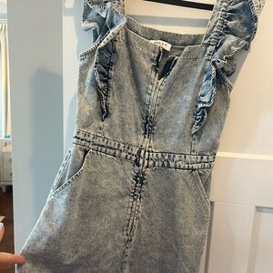Jean zip romper size medium boutique